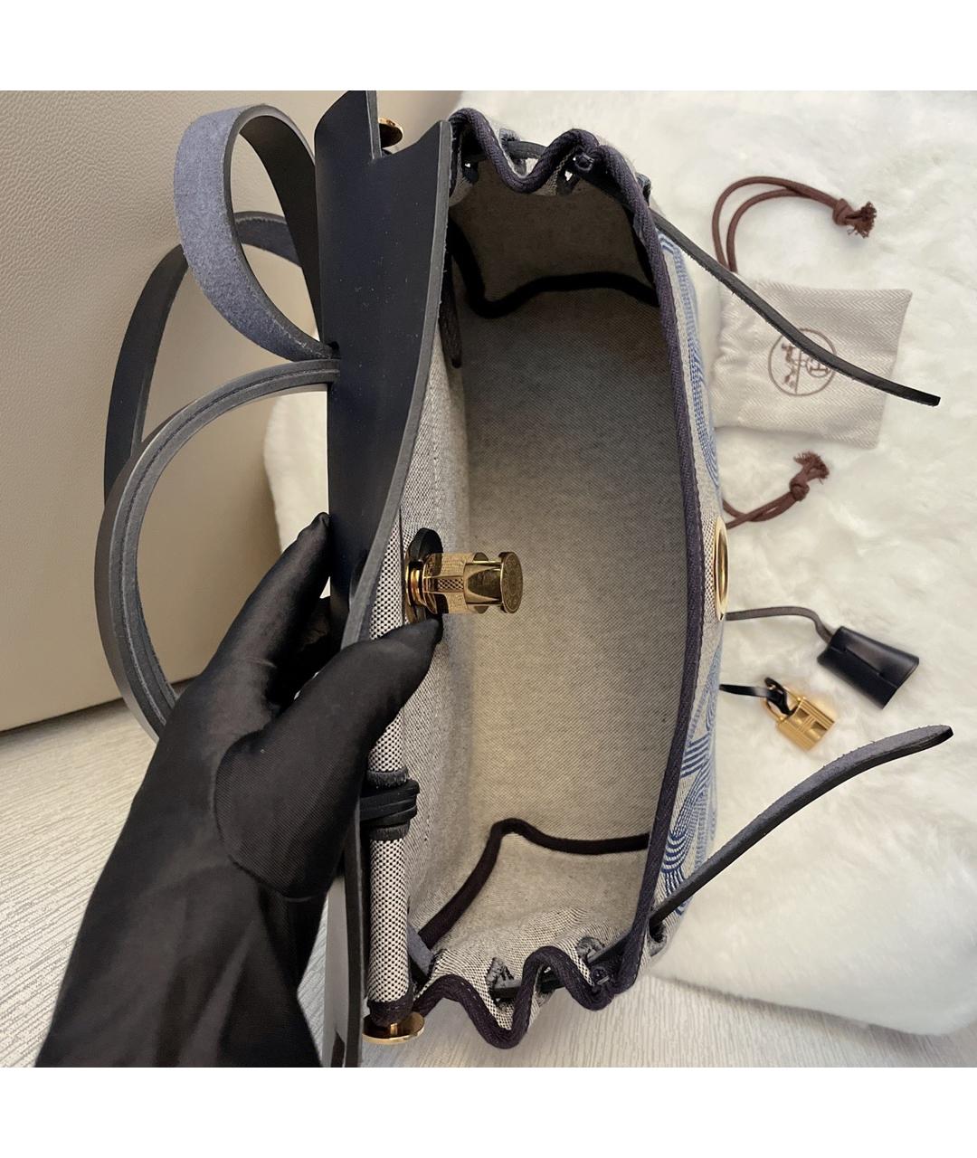 HERMES Голубая сумка с короткими ручками, фото 5