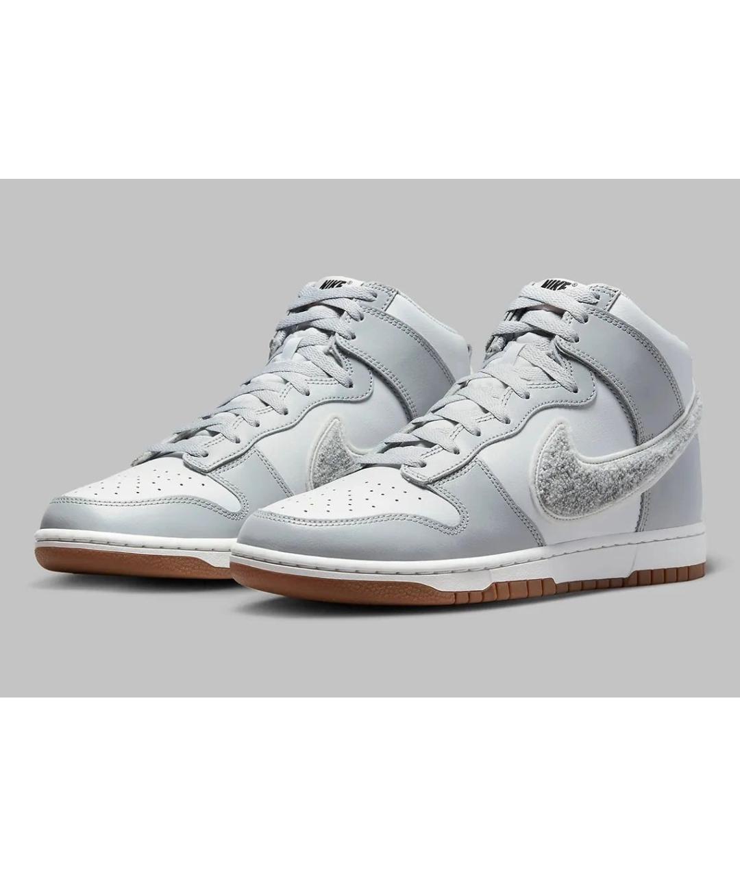 NIKE Серые кожаные высокие кроссовки / кеды, фото 2