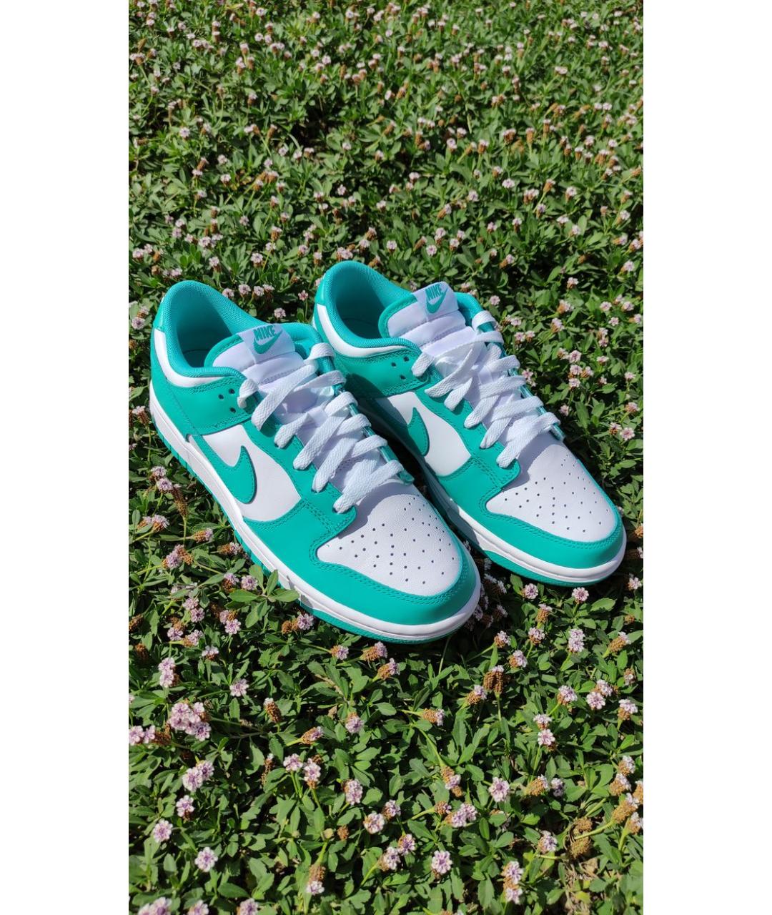 NIKE Бирюзовые кожаные низкие кроссовки / кеды, фото 5