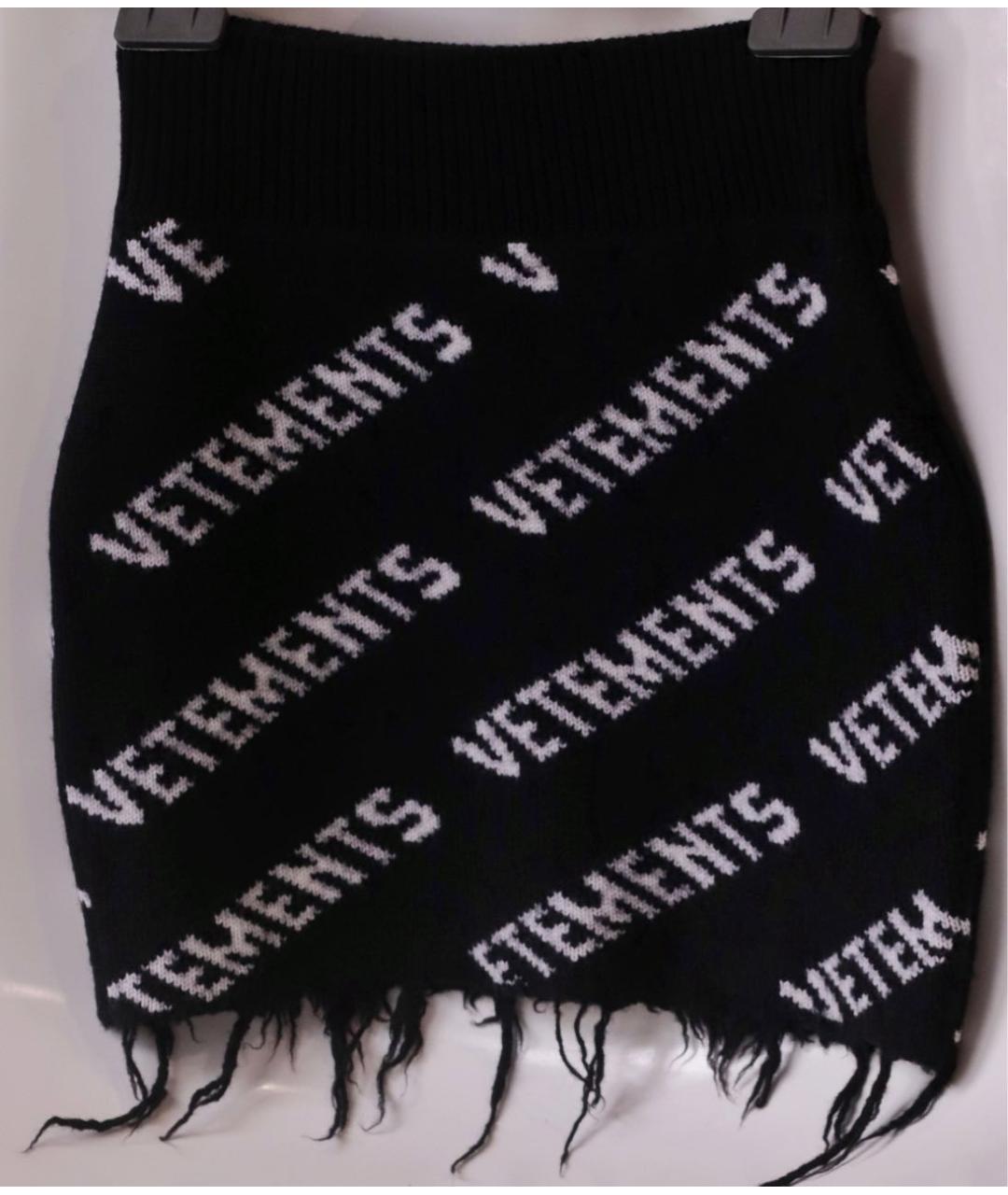 VETEMENTS Черная шерстяная юбка мини, фото 4