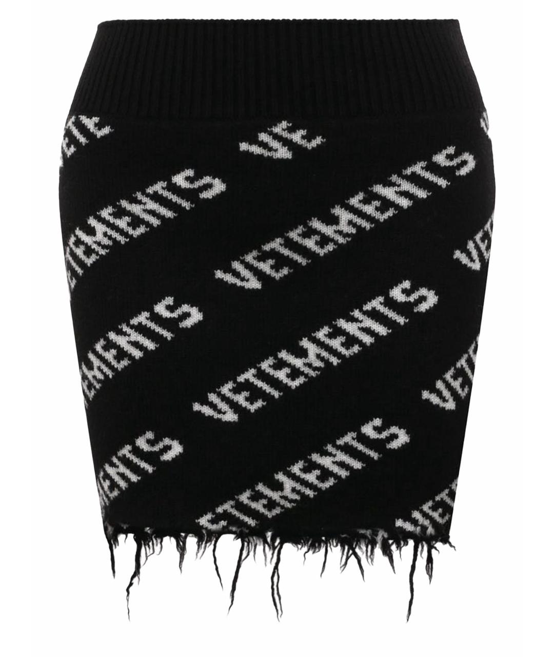 VETEMENTS Черная шерстяная юбка мини, фото 1