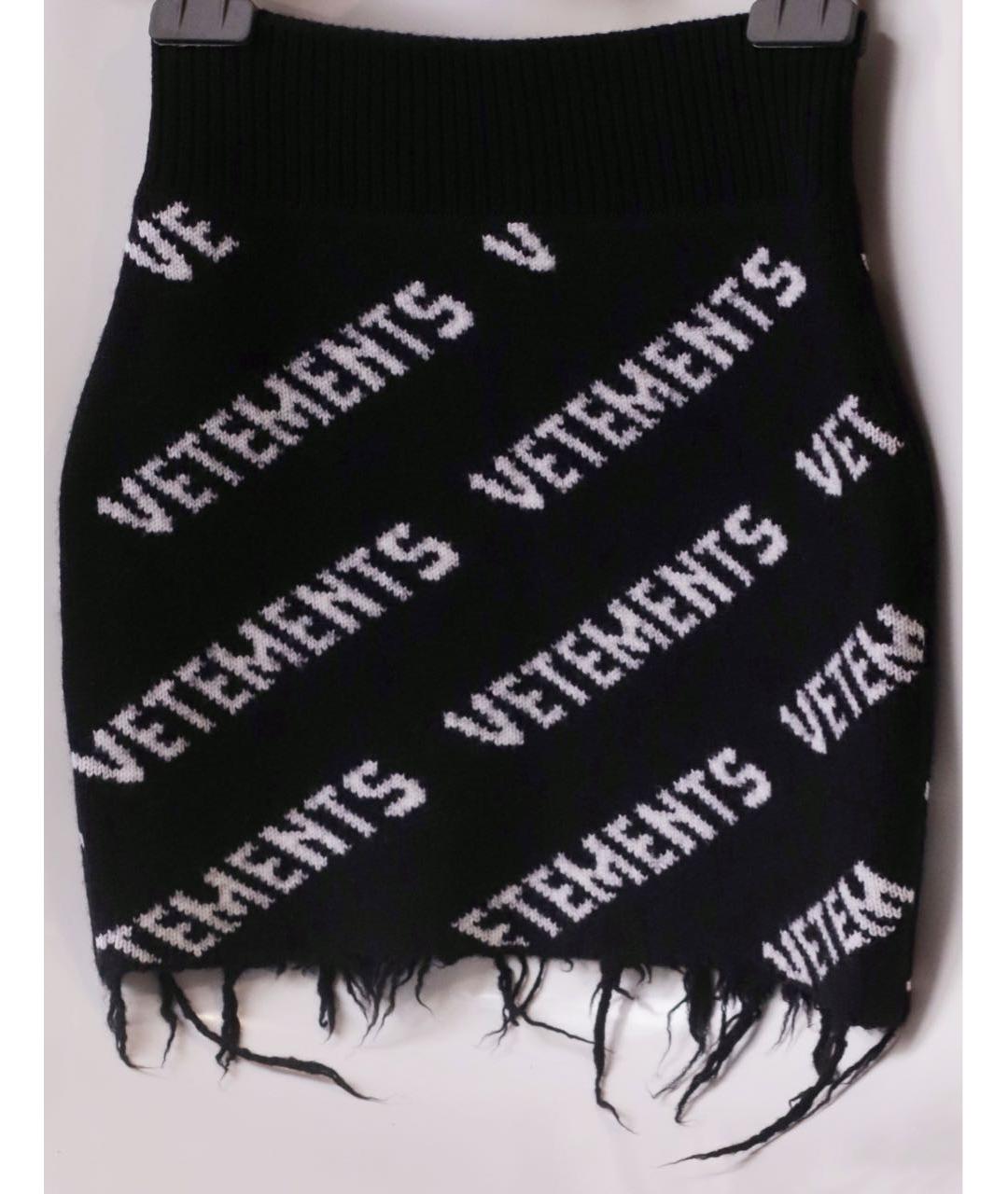 VETEMENTS Черная шерстяная юбка мини, фото 2