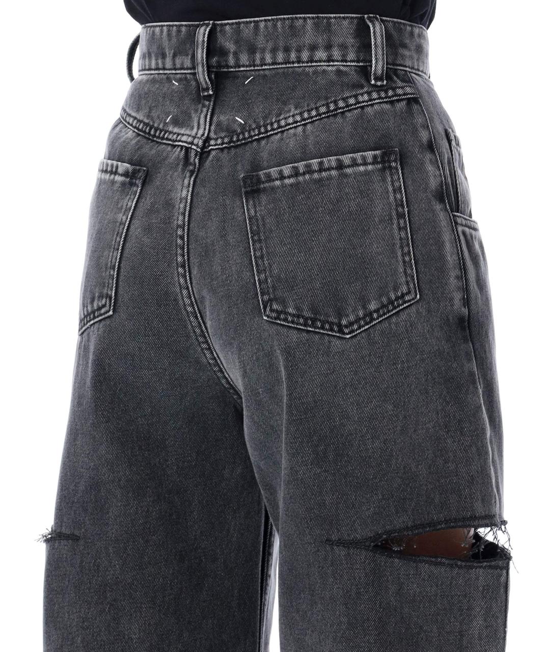 MAISON MARGIELA Черные хлопковые прямые джинсы, фото 4