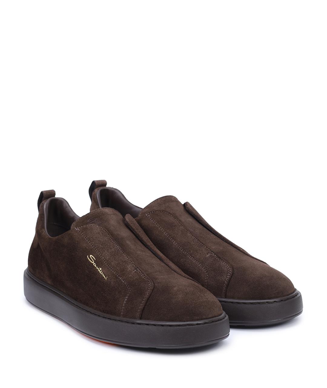 SANTONI Коричневые низкие кроссовки / кеды, фото 2