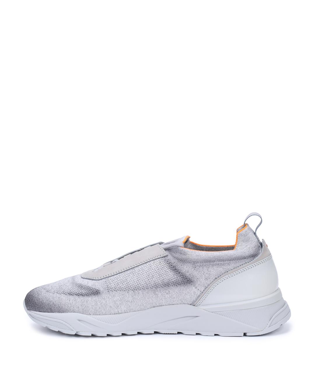SANTONI Серые текстильные низкие кроссовки / кеды, фото 3