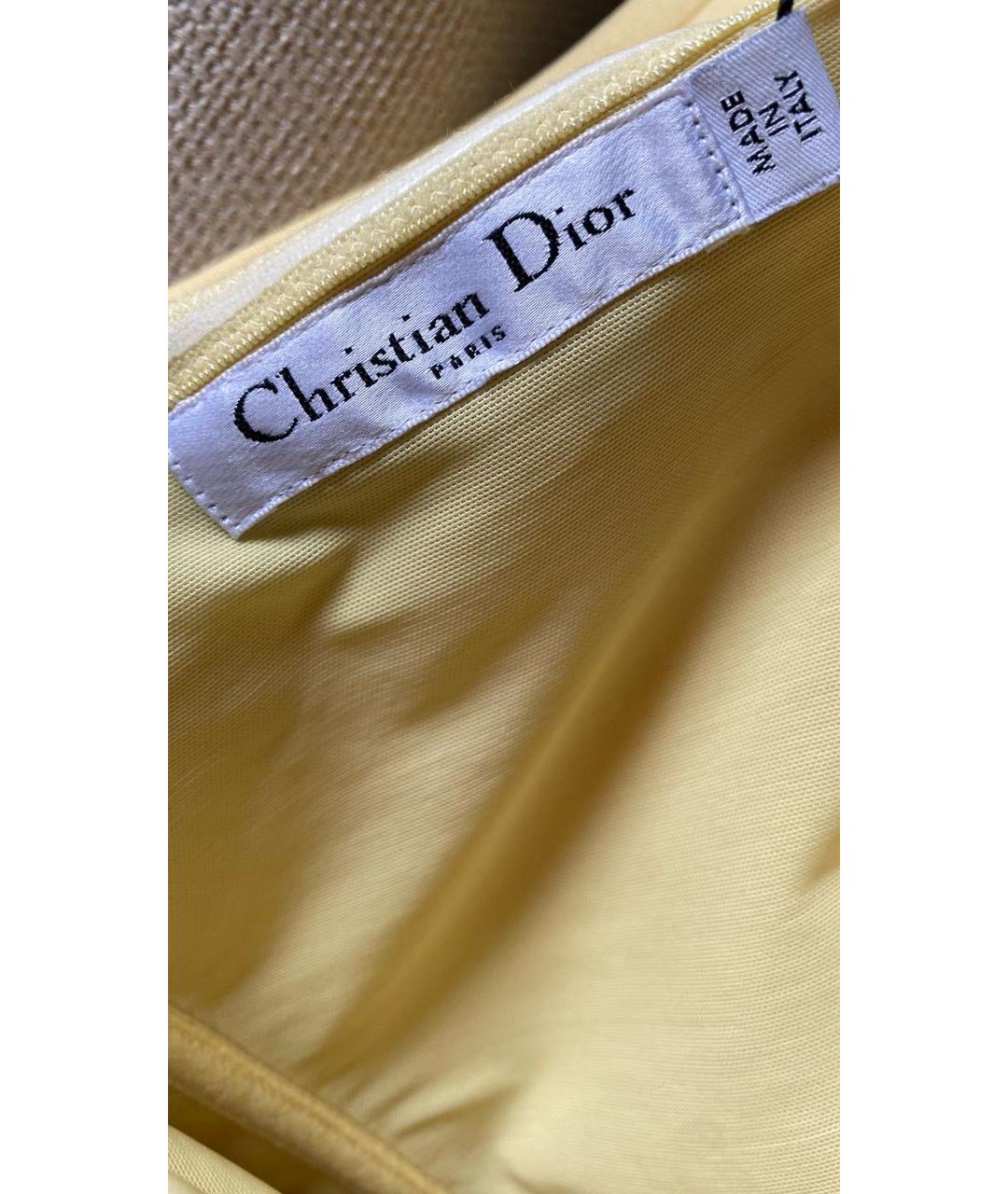 CHRISTIAN DIOR Желтое шерстяное коктейльное платье, фото 3