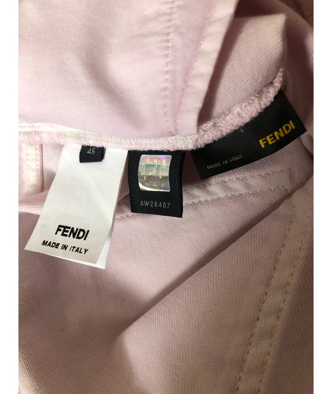 FENDI Розовые хлопко-эластановые прямые брюки, фото 3