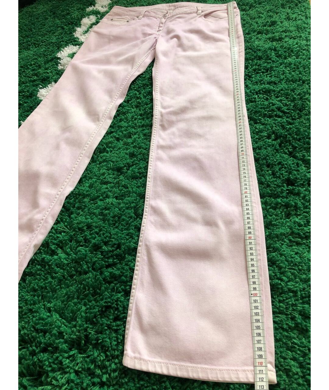 FENDI Розовые хлопко-эластановые прямые брюки, фото 8