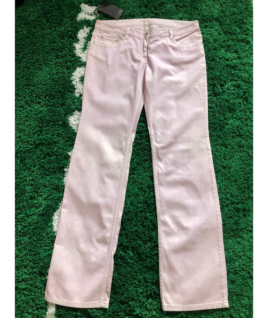 FENDI Розовые хлопко-эластановые прямые брюки, фото 9