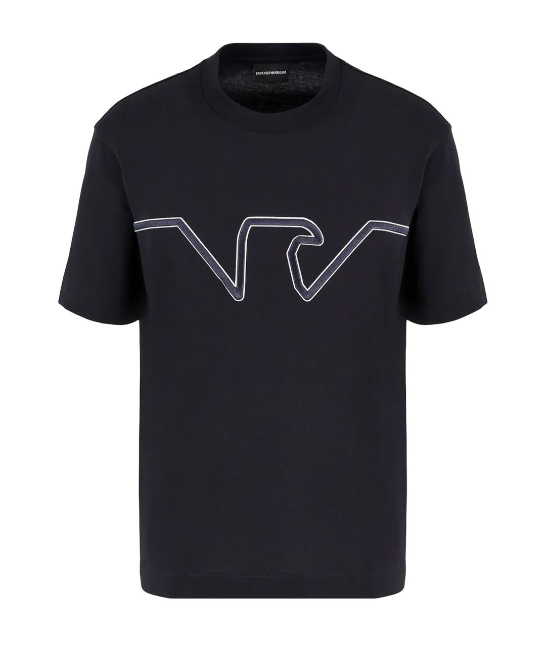 EMPORIO ARMANI Синяя хлопковая футболка, фото 1