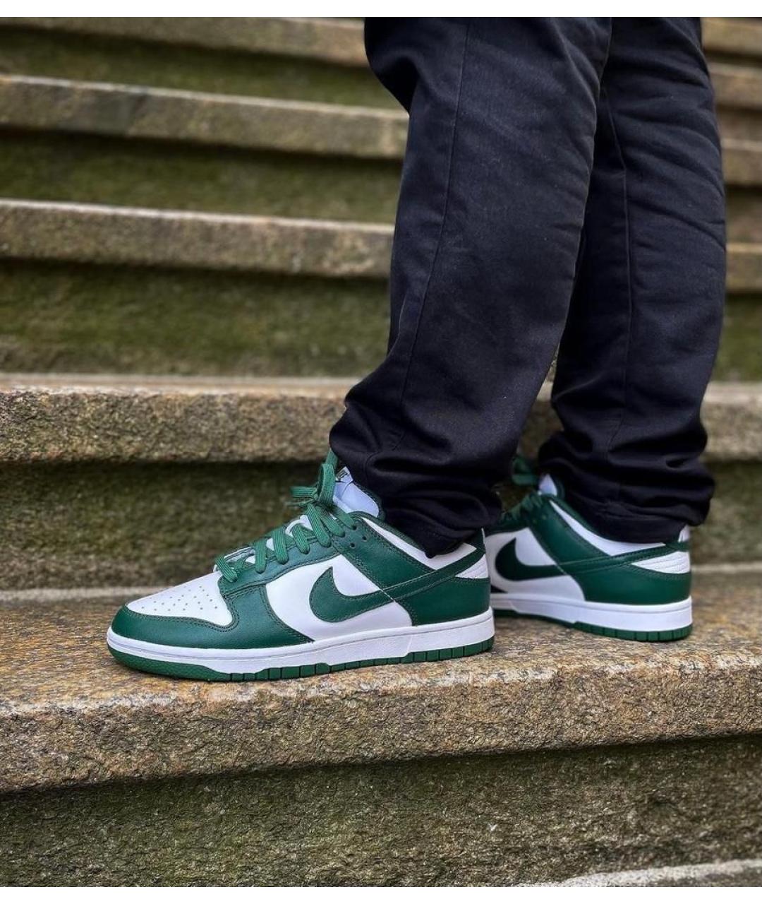 NIKE Зеленые кожаные низкие кроссовки / кеды, фото 5