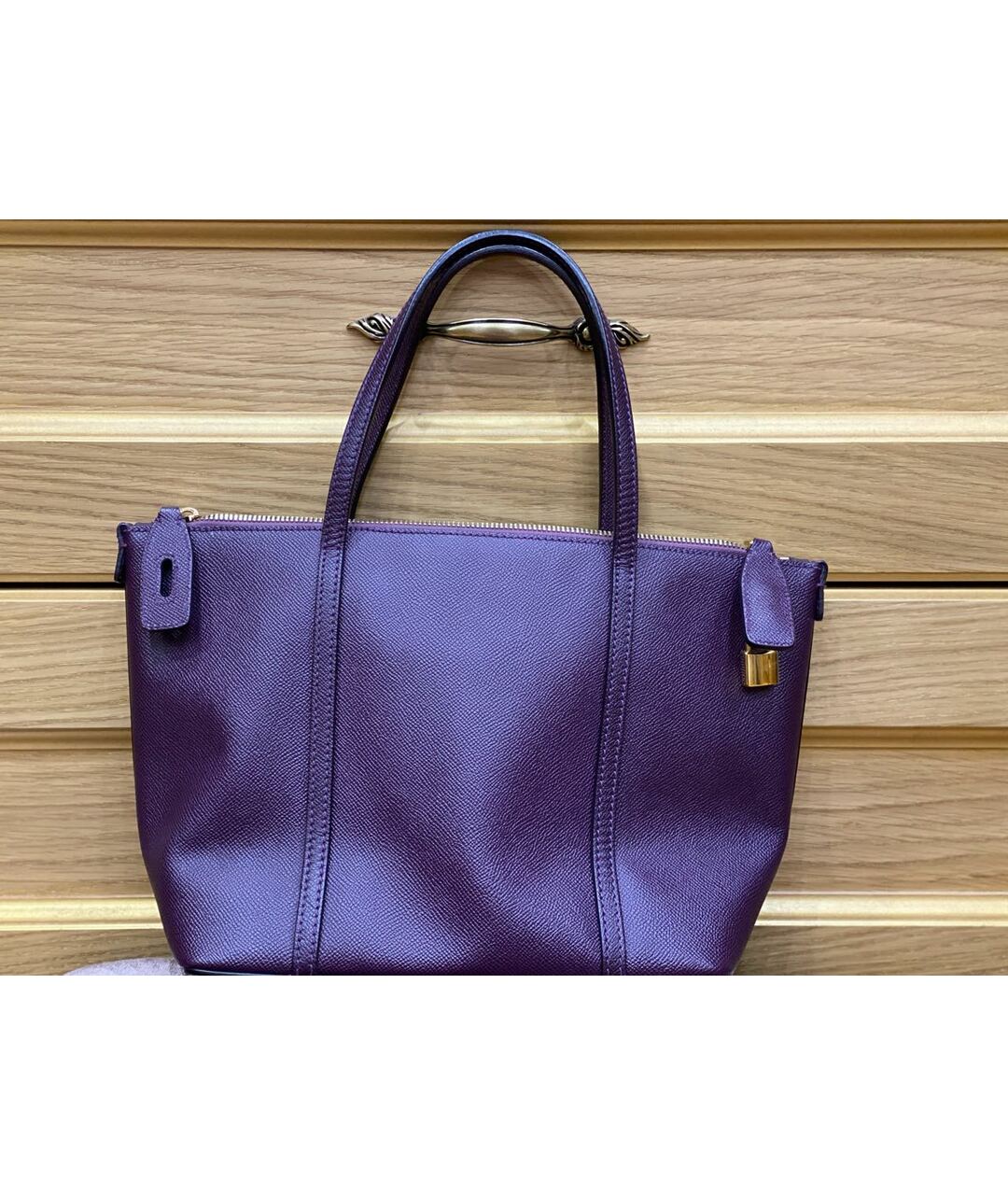 DOLCE&GABBANA Фиолетовая кожаная сумка тоут, фото 3
