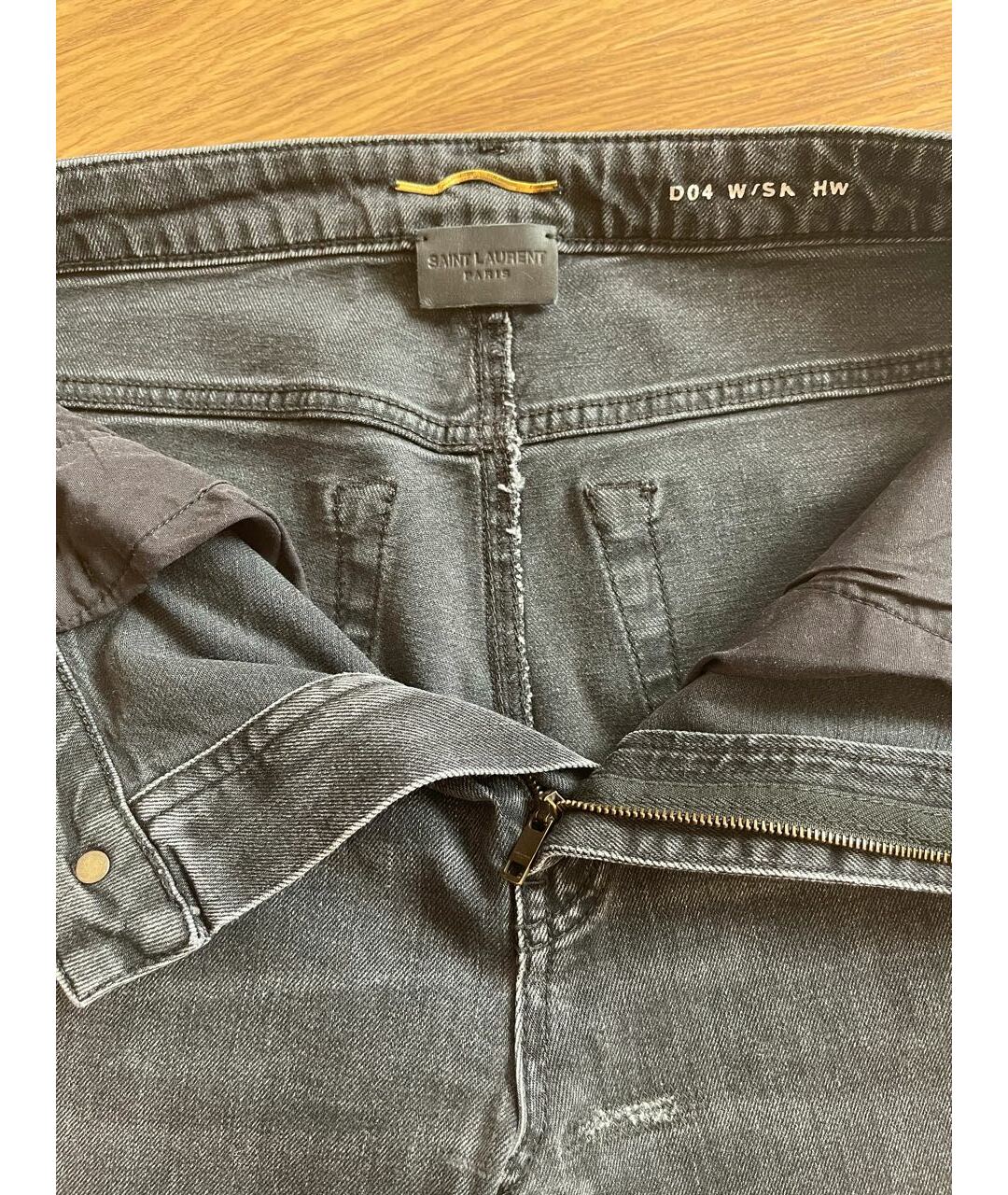 SAINT LAURENT Серые хлопко-эластановые джинсы слим, фото 3