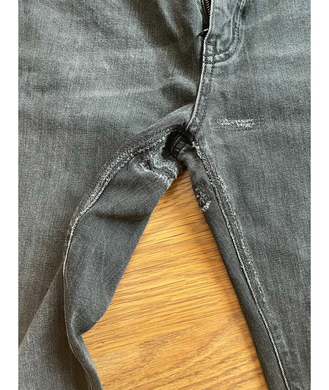 SAINT LAURENT Серые хлопко-эластановые джинсы слим, фото 5