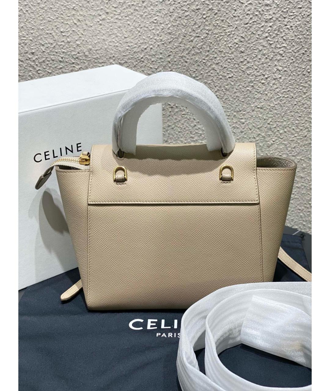 CELINE Бежевая кожаная сумка тоут, фото 3