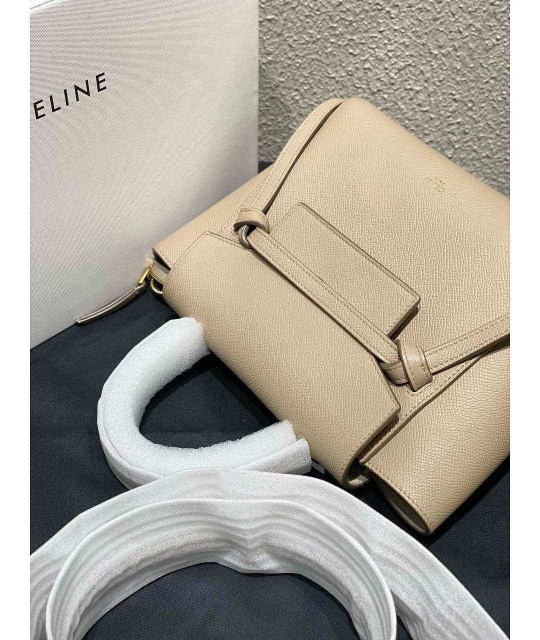 CELINE Бежевая кожаная сумка тоут, фото 7