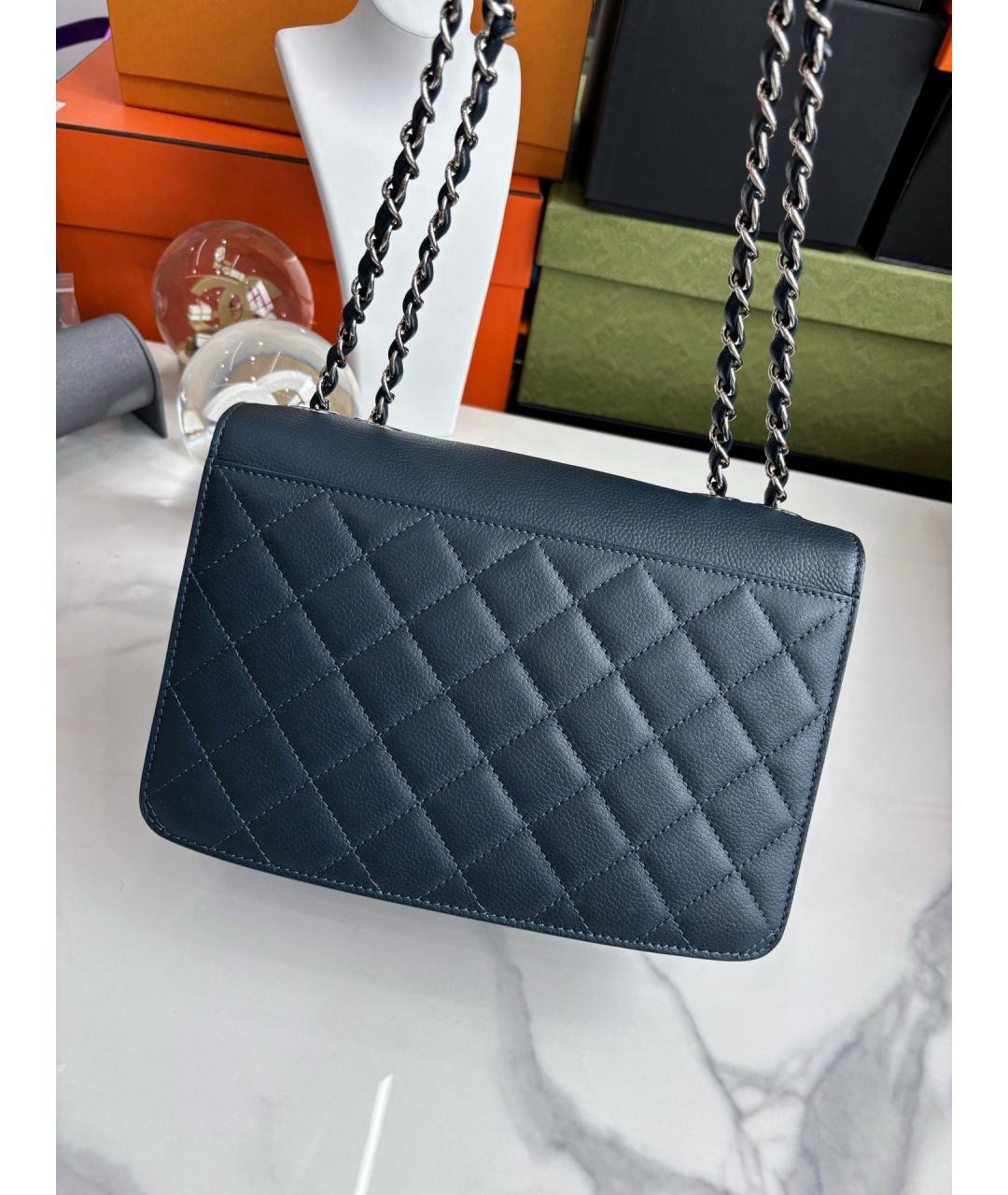 CHANEL Голубая кожаная сумка через плечо, фото 4