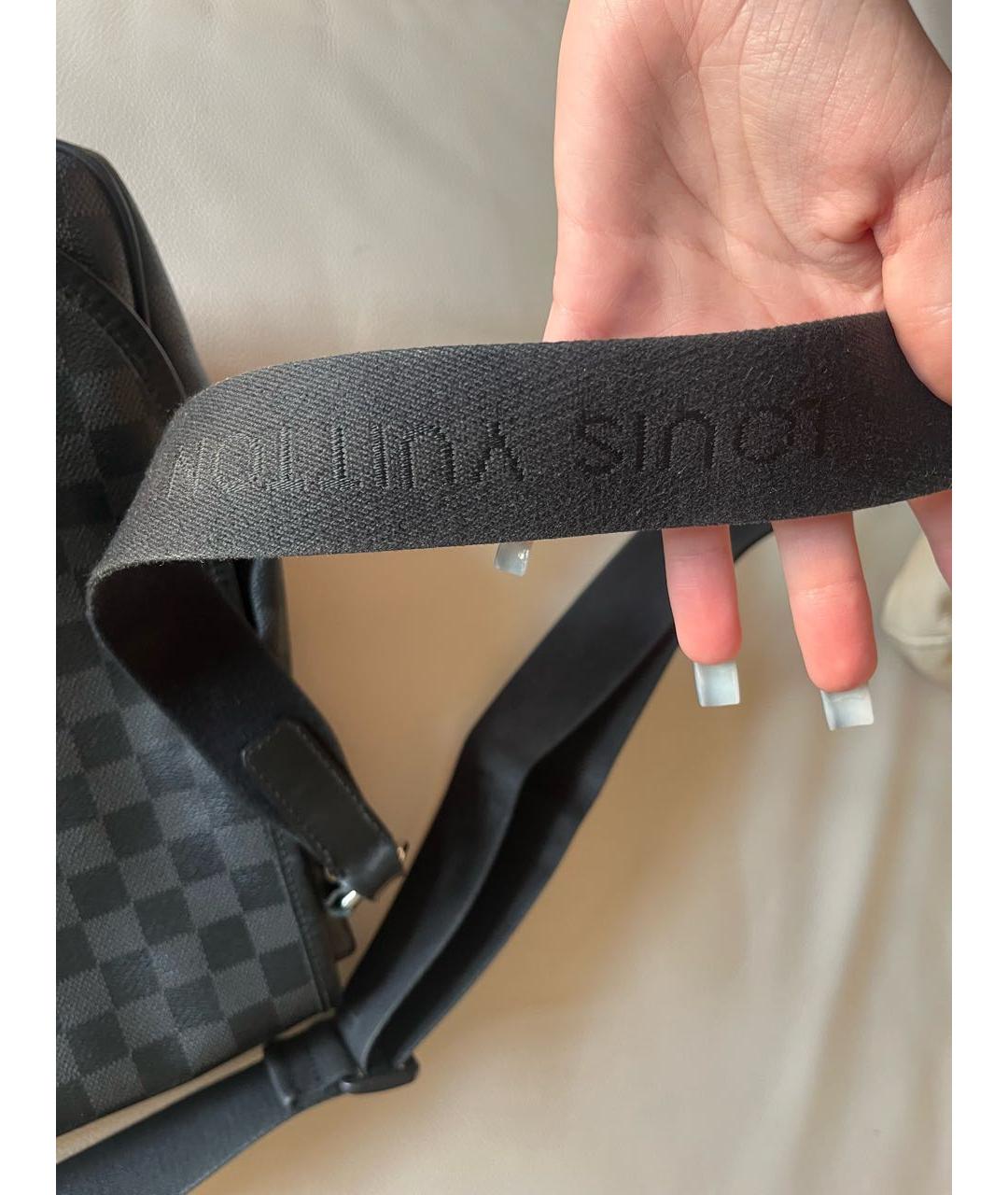 LOUIS VUITTON Черная кожаная сумка на плечо, фото 7
