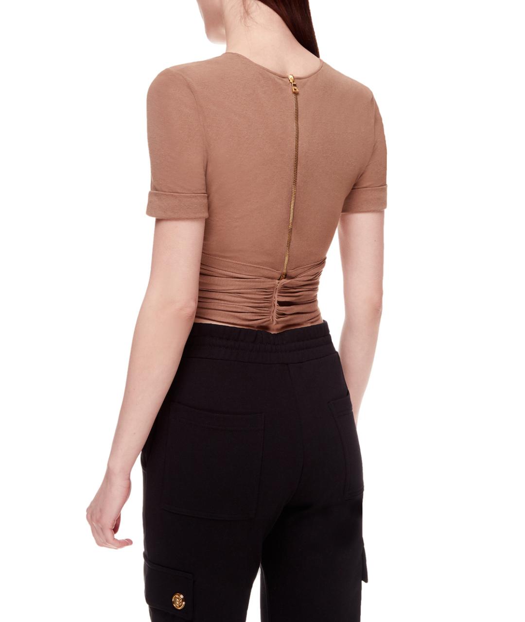 BALMAIN Бежевая футболка, фото 3