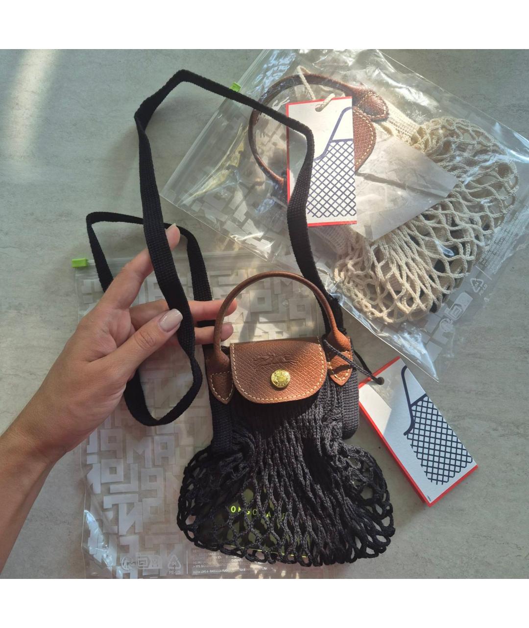 LONGCHAMP Черная хлопковая пляжная сумка, фото 6