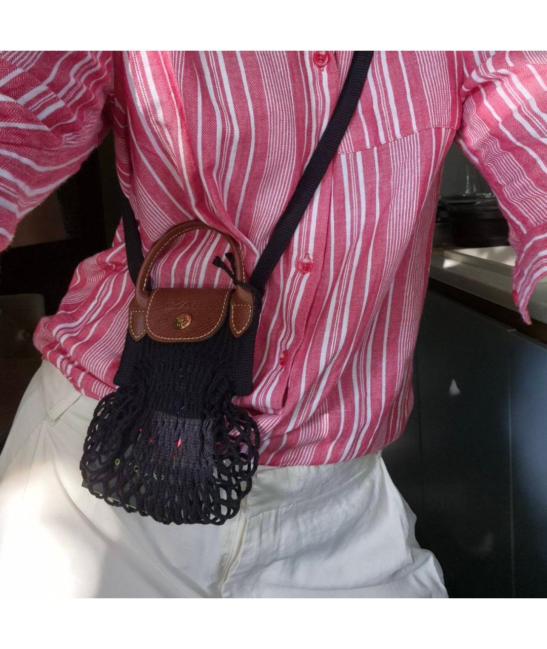 LONGCHAMP Черная хлопковая пляжная сумка, фото 5