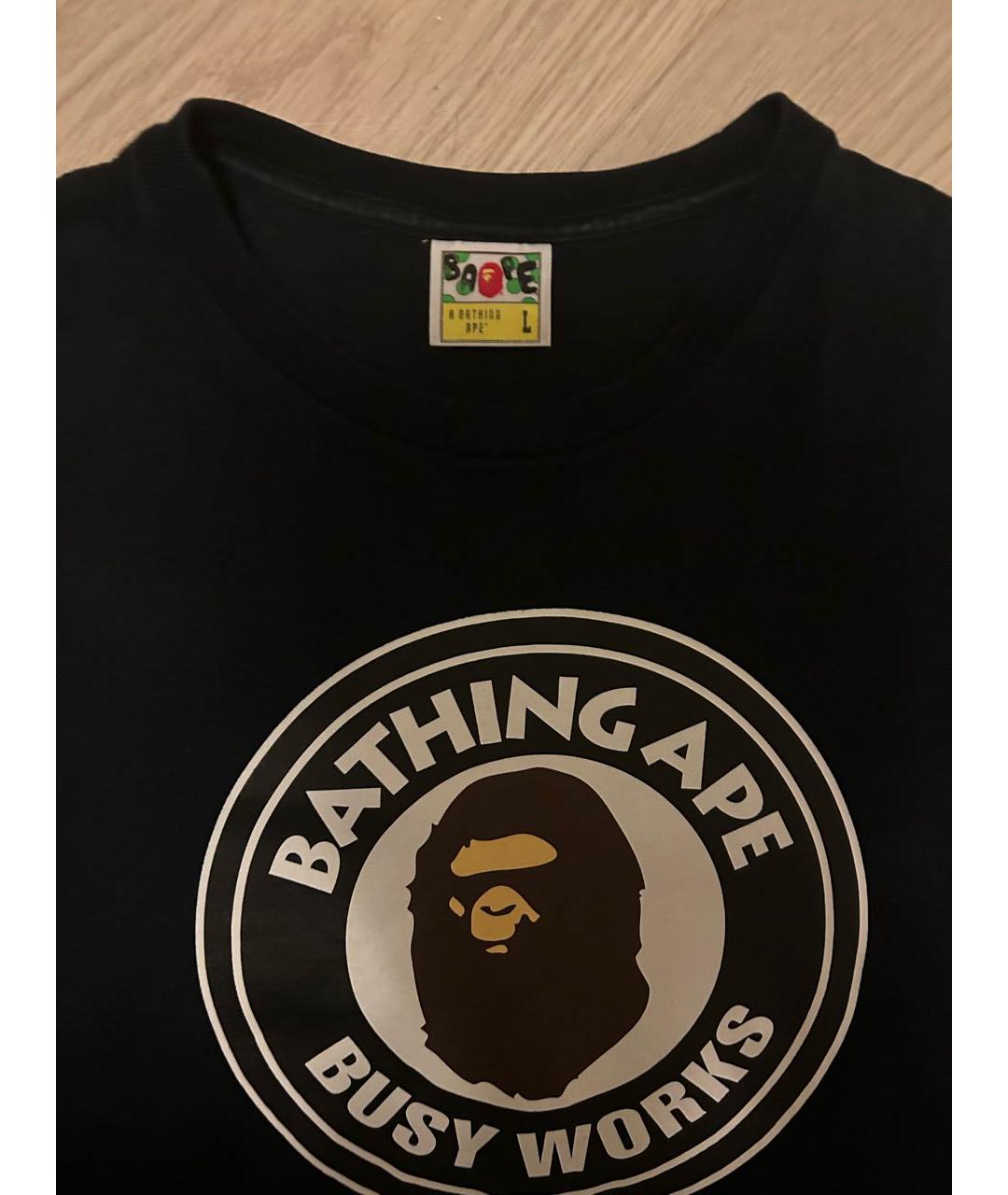 A BATHING APE Черная хлопко-полиэстеровая футболка, фото 3