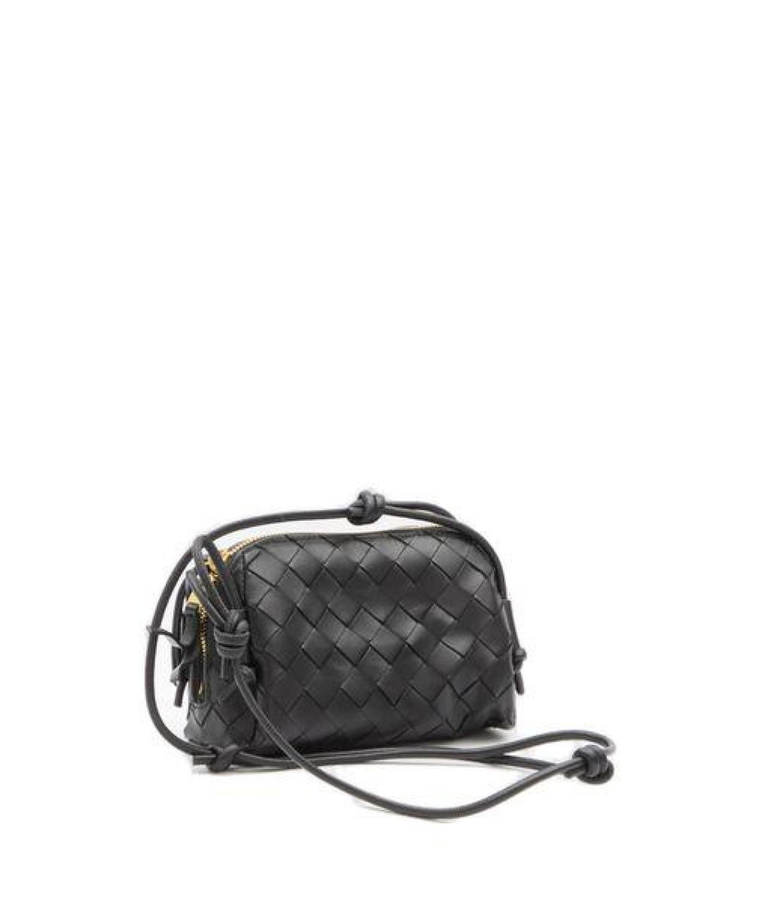 BOTTEGA VENETA Черная кожаная сумка через плечо, фото 2