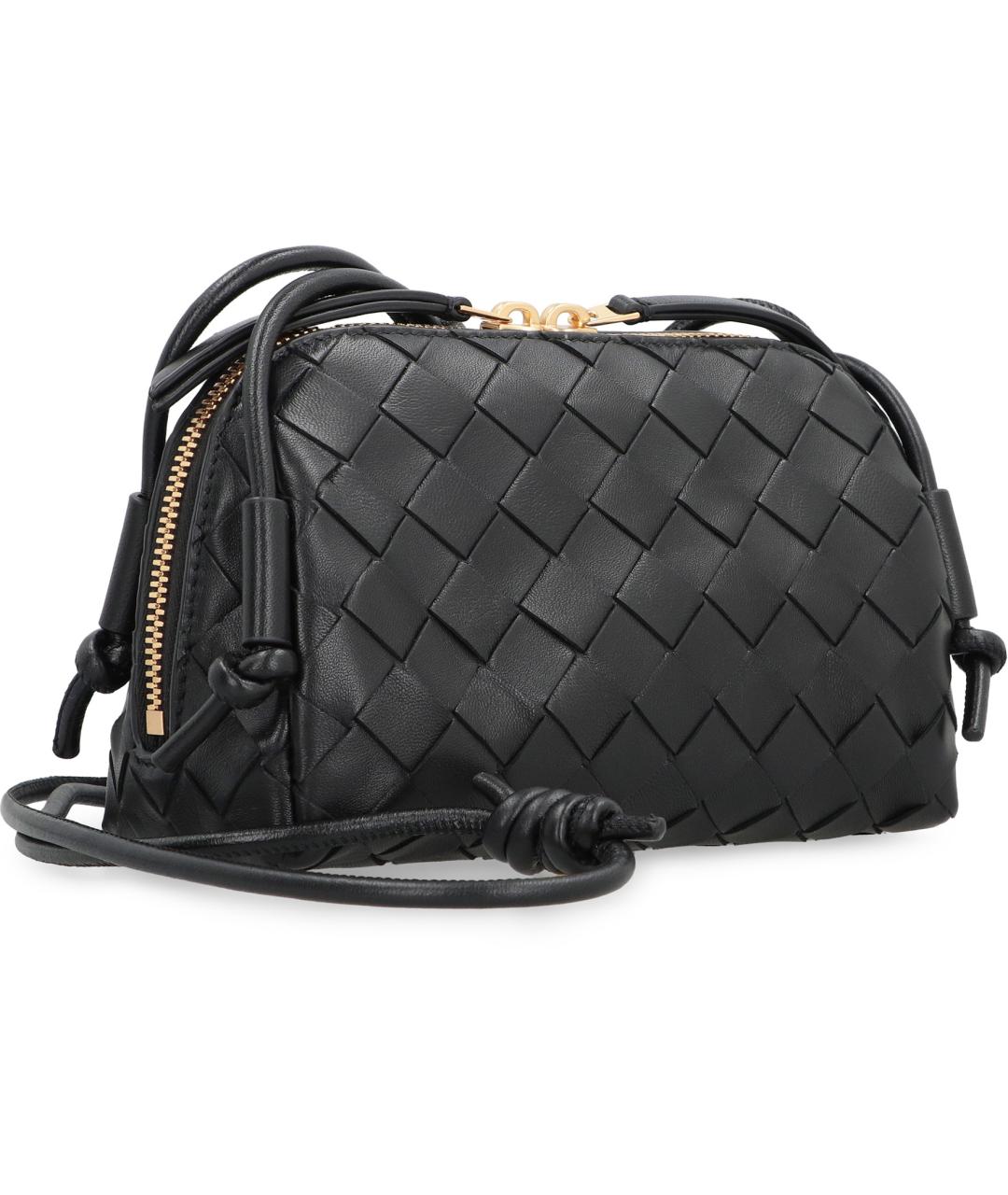 BOTTEGA VENETA Черная кожаная сумка через плечо, фото 3
