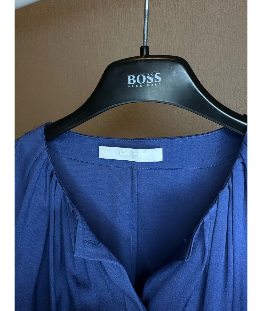 HUGO BOSS Темно-синяя шелковая блузы, фото 3