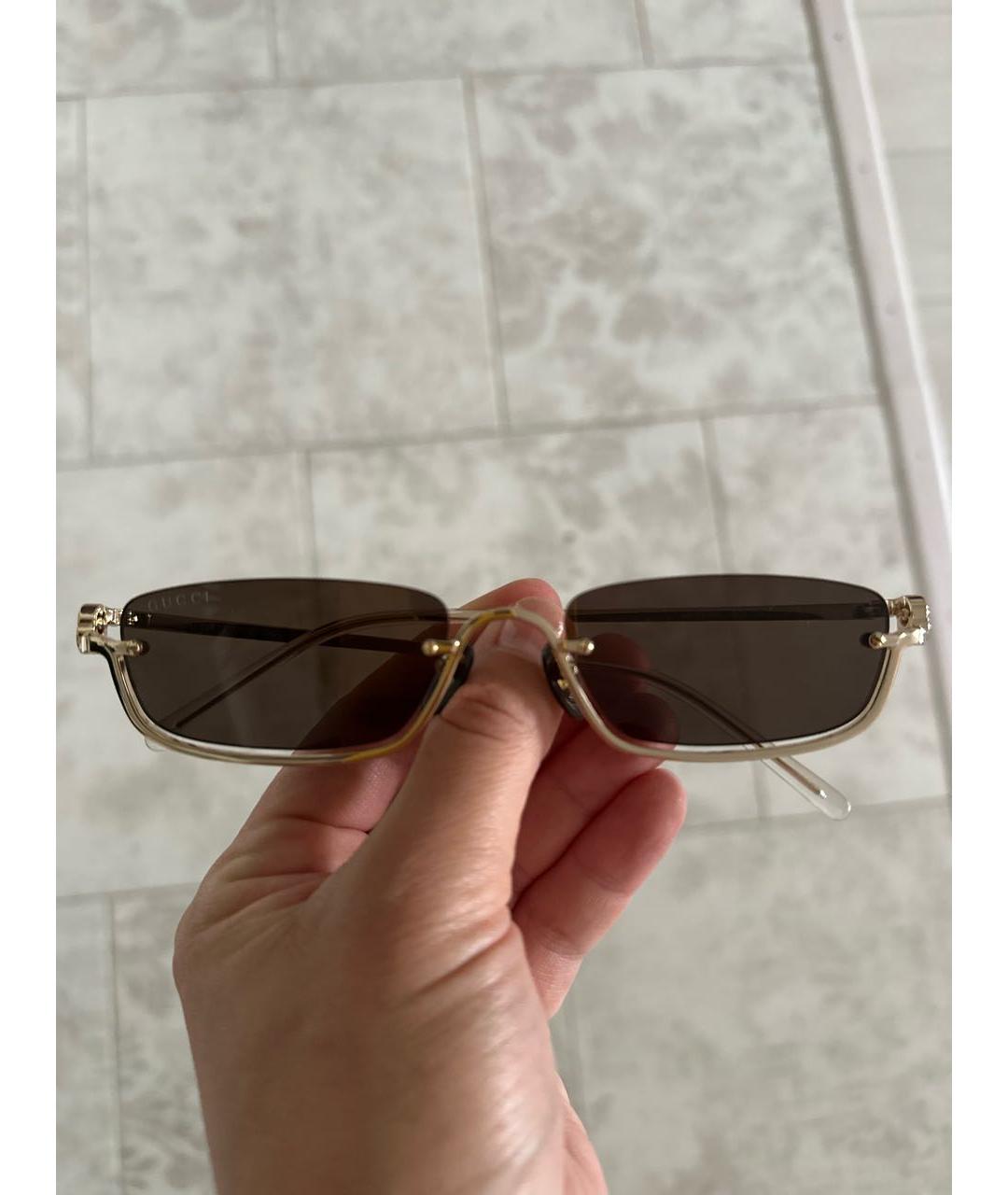 GUCCI Коричневые металлические солнцезащитные очки, фото 3