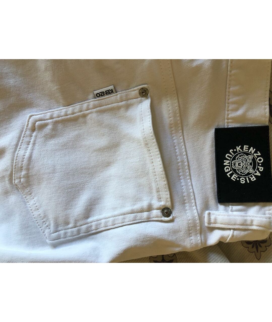 KENZO Белые хлопко-эластановые джинсы слим, фото 4