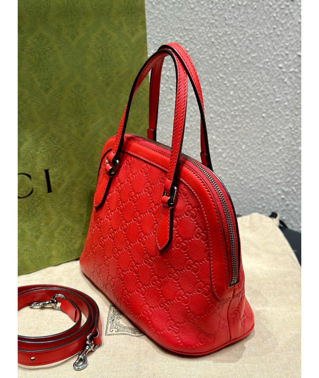GUCCI Красная кожаная сумка через плечо, фото 4