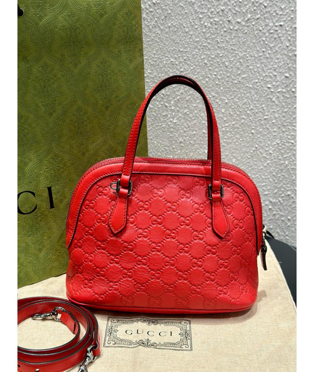 GUCCI Красная кожаная сумка через плечо, фото 5