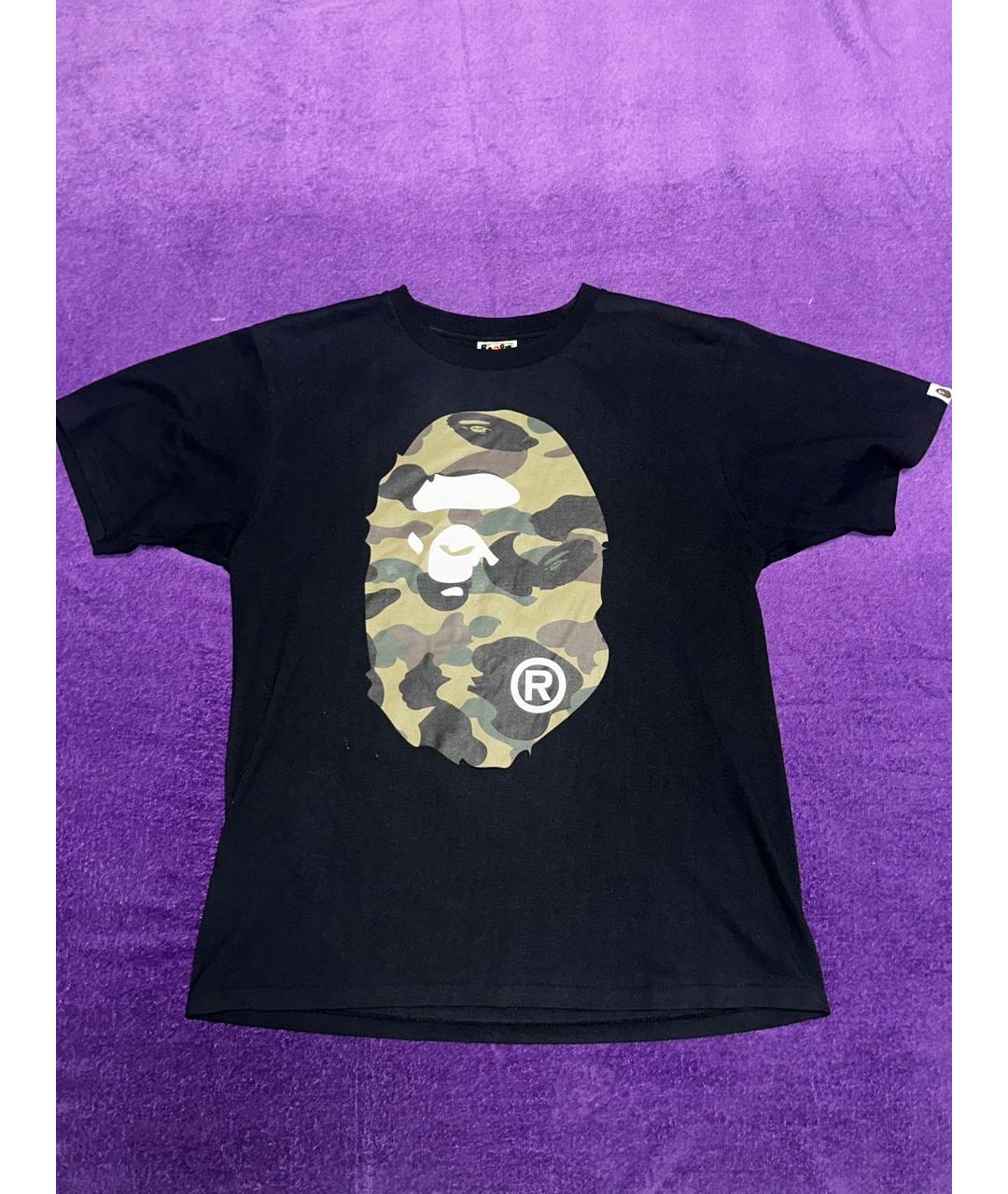 A BATHING APE Черная хлопко-эластановая футболка, фото 4