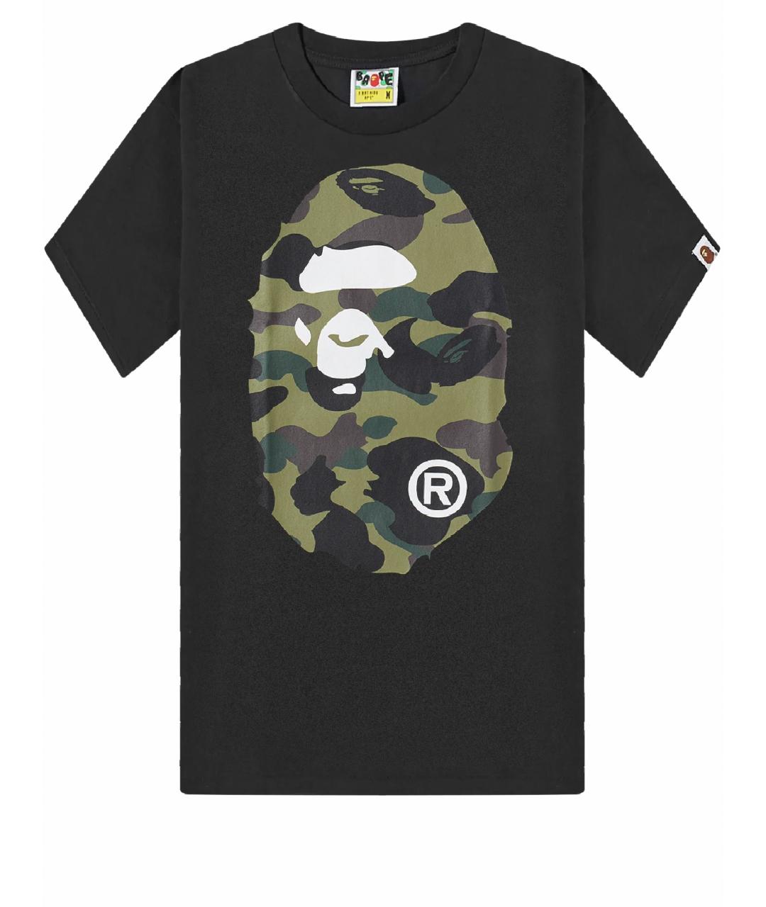 A BATHING APE Черная хлопко-эластановая футболка, фото 1