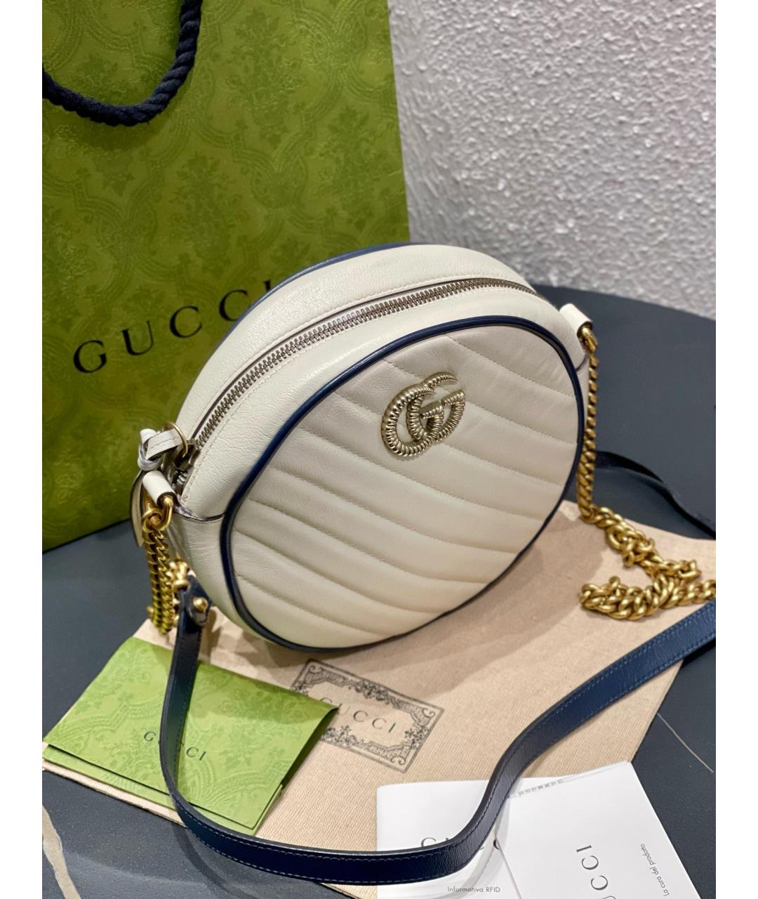 GUCCI Белая кожаная сумка через плечо, фото 5