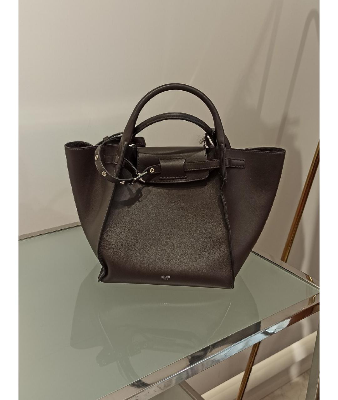 CELINE Коричневая кожаная сумка тоут, фото 9