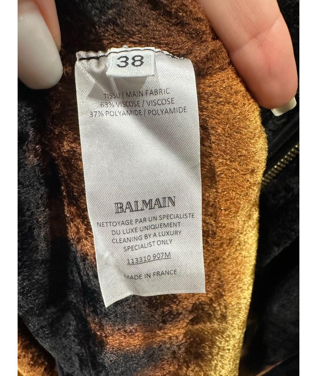 BALMAIN Черное велюровое повседневное платье, фото 4