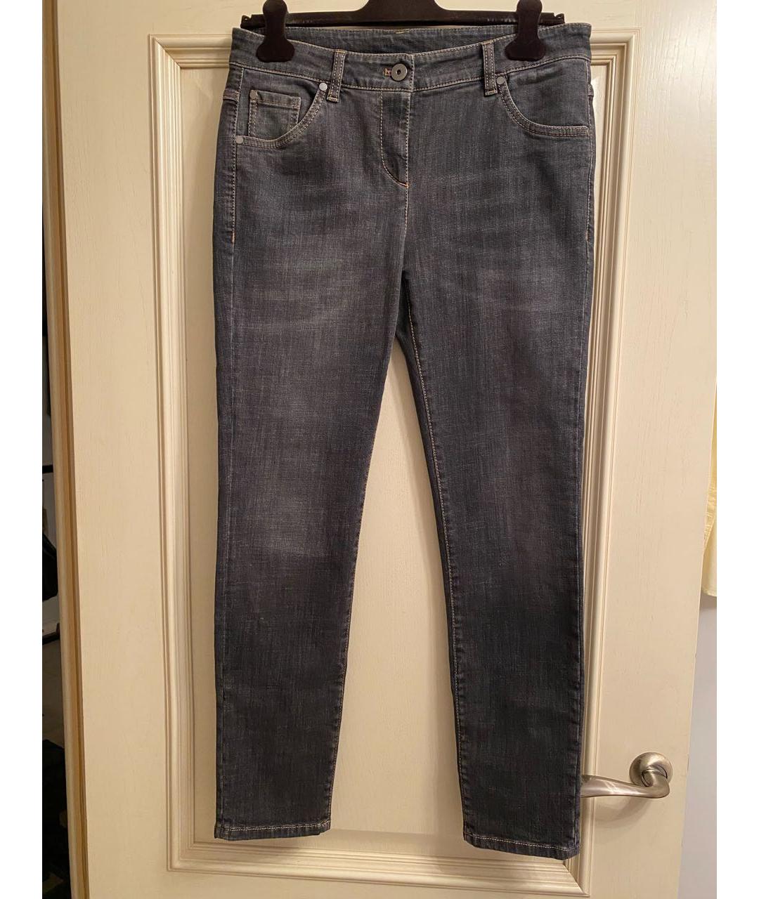 BRUNELLO CUCINELLI Серые хлопко-эластановые джинсы слим, фото 9