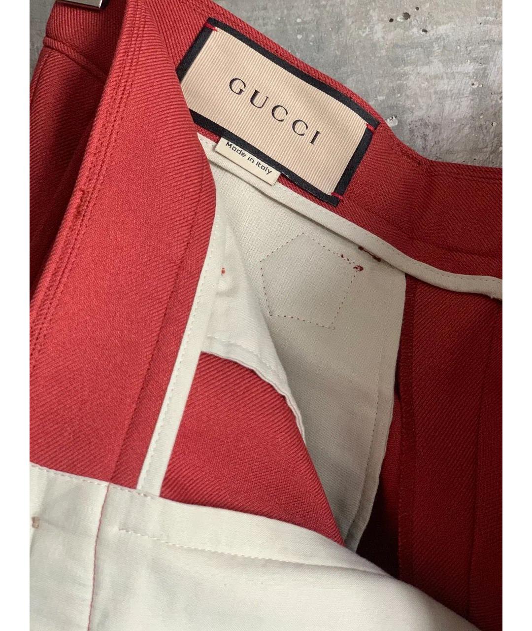 GUCCI Бордовые полиэстеровые повседневные брюки, фото 6