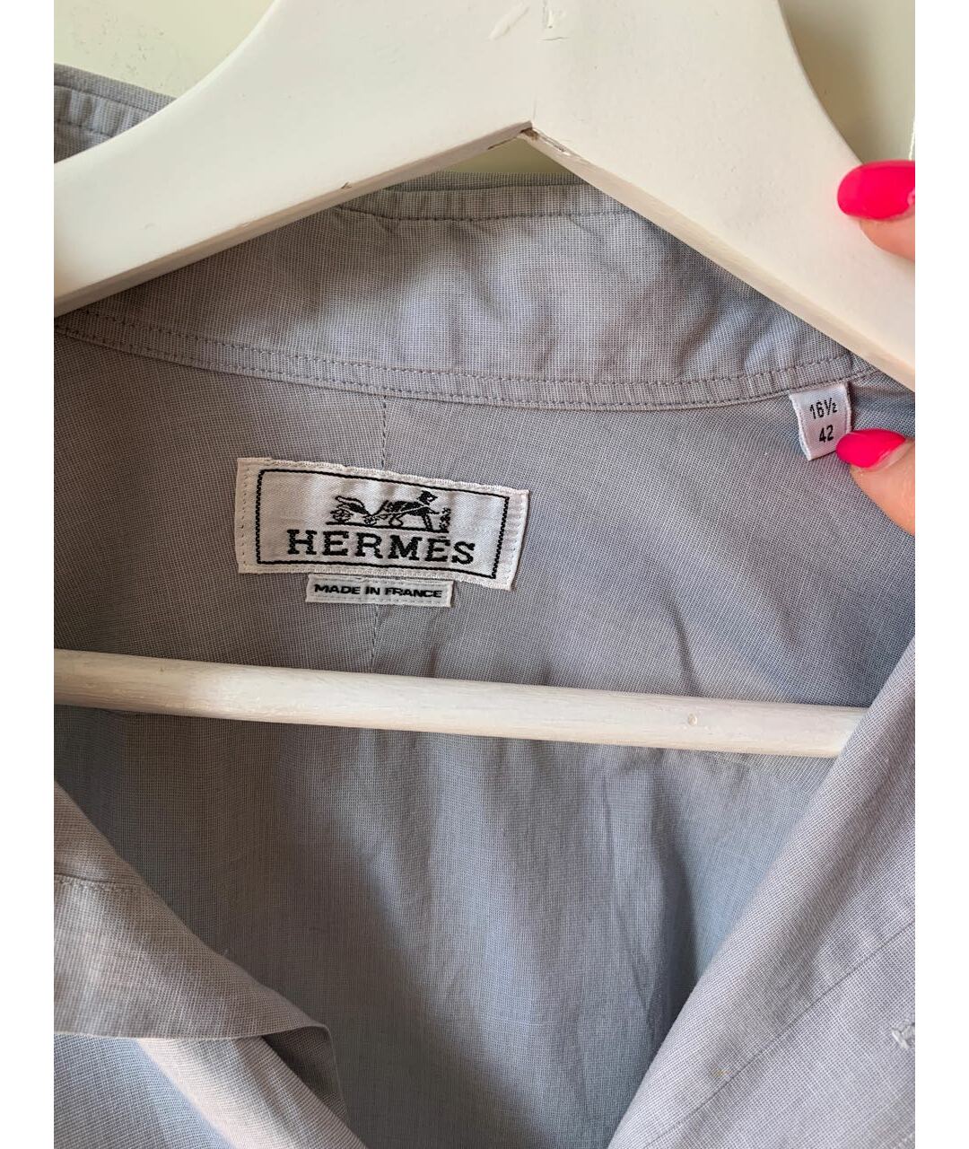HERMES PRE-OWNED Серая хлопковая классическая рубашка, фото 4