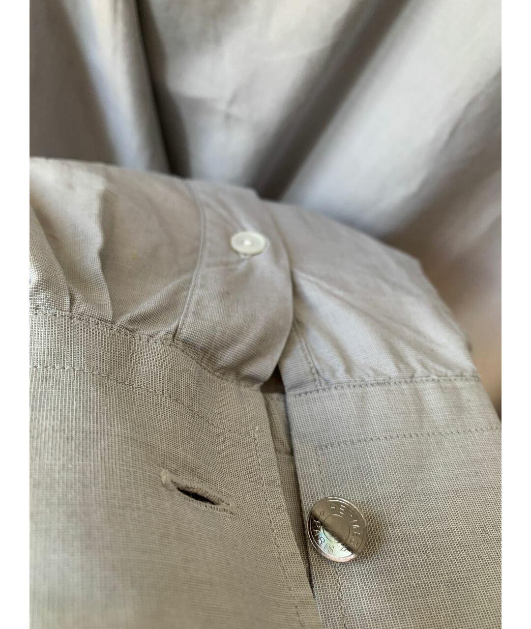 HERMES PRE-OWNED Серая хлопковая классическая рубашка, фото 7