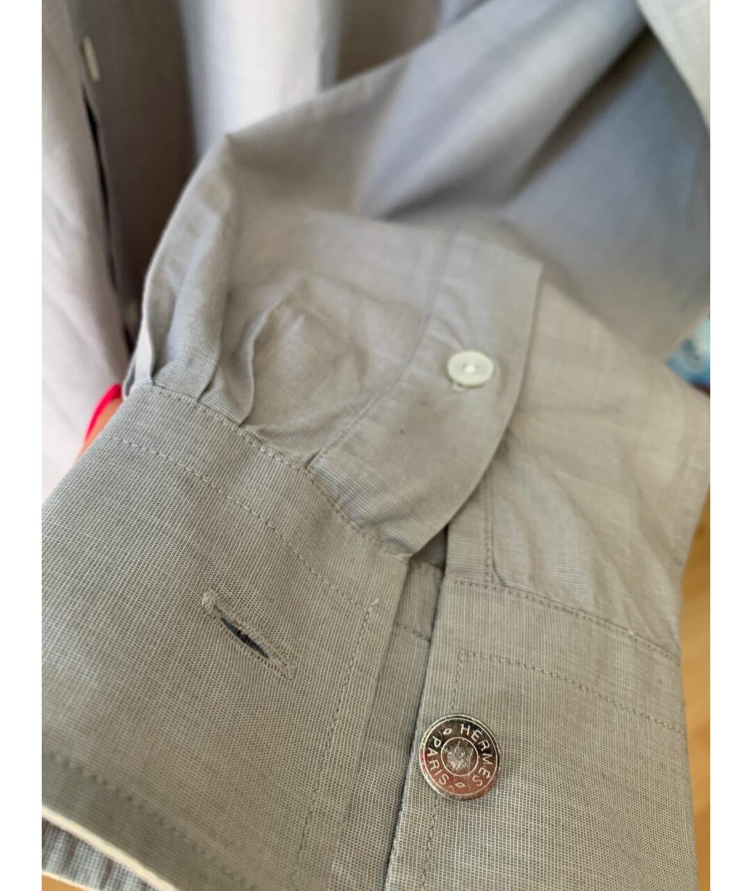 HERMES PRE-OWNED Серая хлопковая классическая рубашка, фото 5
