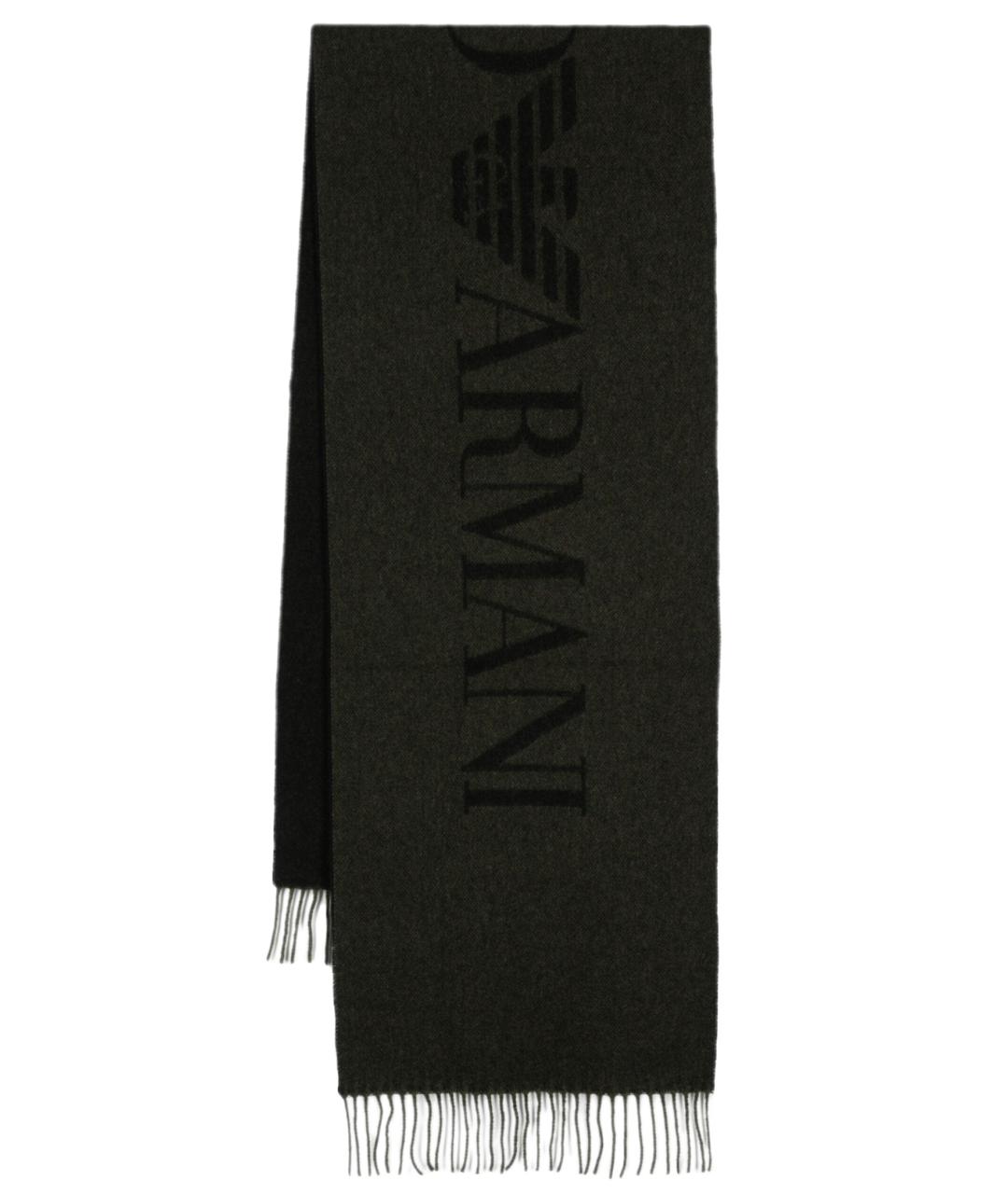 EMPORIO ARMANI Черный шерстяной шарф, фото 1