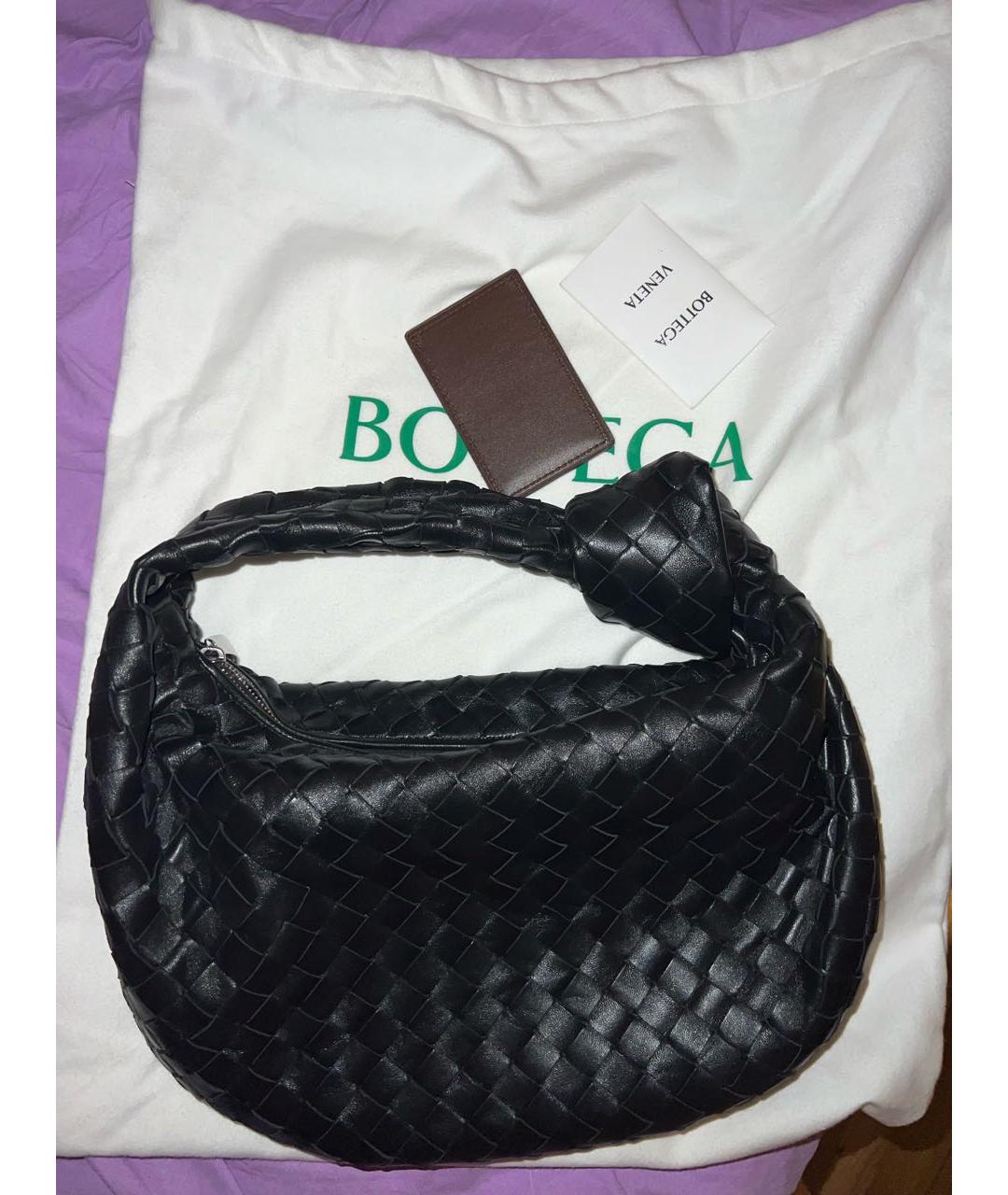 BOTTEGA VENETA Черная кожаная сумка тоут, фото 9
