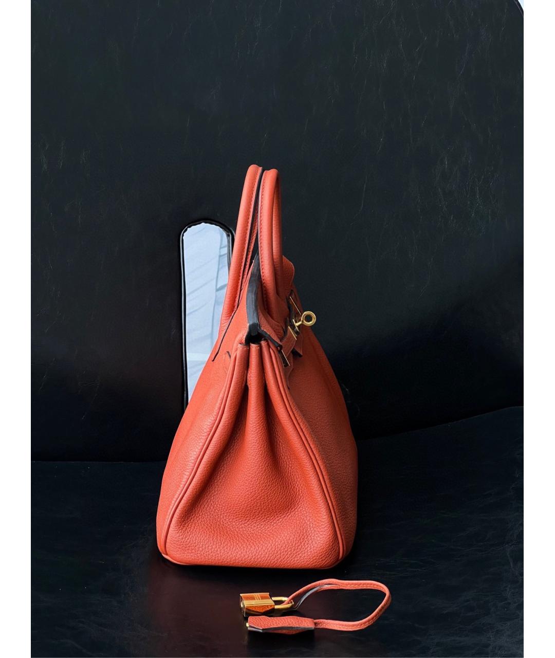 HERMES Красная кожаная сумка тоут, фото 3