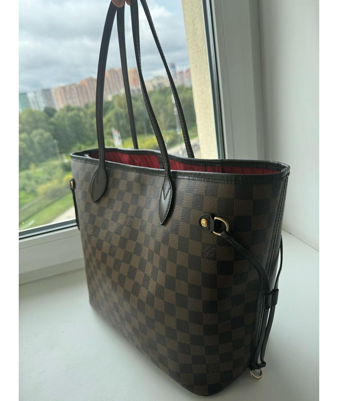 LOUIS VUITTON Коричневая кожаная сумка тоут, фото 3