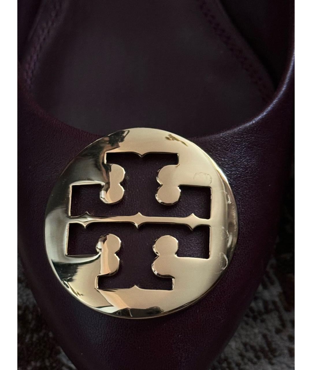 TORY BURCH Бордовые кожаные мюли, фото 4