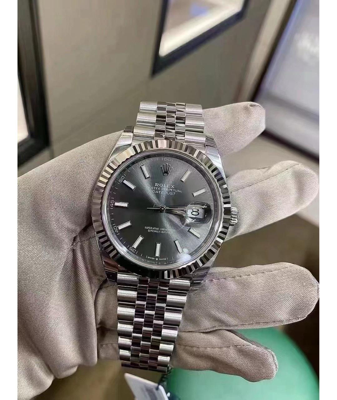 ROLEX Серые металлические часы, фото 2