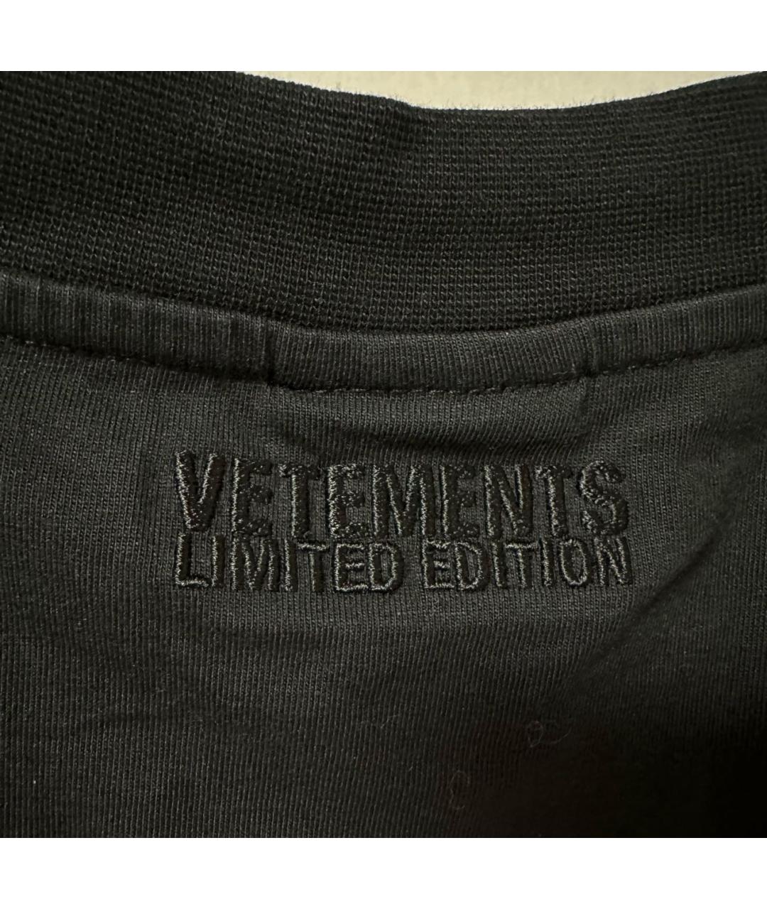 VETEMENTS Черная хлопковая футболка, фото 4